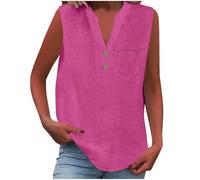 RLEHJN Débardeur pour Femme sans Manches en Lin Col en V T-Shirt D'Été en Lin Décontracté Basique Chemisier D'Été Léger Vêtements Soldes Femme Vente Flash du Jour Et Soldes Cadeaux Fête des Mères