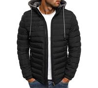 RLEHJN Doudoune Homme Capuche Clearance Soldes Chaud Manteau épais Veste Matelassée Zipper Jacket à Capuche Couleur Unie Chaud Slim Manteau avec Cordon Manteau Hiver Cadeau Homme Vente en Ligne