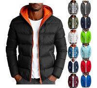 RLEHJN Doudoune Homme Hiver Chaud Manteau Homme Chaude Doudoune À Capuch Couleur Unie Veste Matelassée Zipper Basique Jacket Thermique Coupe-Vent Blouson Hiver Grande Taille XS-5XL