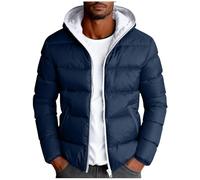 RLEHJN Doudoune Homme Hiver Chaud Manteau Homme Chaude Doudoune À Capuch Couleur Unie Veste Matelassée Zipper Basique Jacket Thermique Coupe-Vent Blouson Hiver Grande Taille XS-5XL