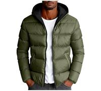 RLEHJN Doudoune Homme Hiver Chaud Manteau Homme Chaude Doudoune À Capuch Couleur Unie Veste Matelassée Zipper Basique Jacket Thermique Coupe-Vent Blouson Hiver Grande Taille XS-5XL