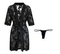 RLEHJN Ensemble De Pyjama Homme Robe Sexy Hommes Lingerie Dentelle Transparente Pyjama Nuisette Coquine Peignoir +String Ficelle Gay Travesti Chemise De Nuit Homme Léger Et Confortable S-XXL