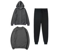 RLEHJN Ensemble Femme Sport 3 Pc Sweats À Capuche Femme Et Pantalon Taille Elastique Avec Cordon Sweatshirt À Col Rond Hoodies Casual Couleur Unie Pantalons De Jogging Sport Sportswear Automne Hiver