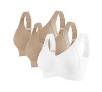 RLEHJN Femme Basics Lot De 3 Soutien-Gorge Confortable Soutien Gorges Sport Femme sans Armature Bar Invisible Et Respirante Bretelles Réglables Brassière Soutiens-Gorge De Tous Les Jours