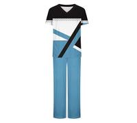 RLEHJN Femme Ensemble Uniformes 2 Pièces Tenue Medicale Aide-Soignant Femme Col en V à Manches Courtes Haut Uniforme Motif Imprimé T Shirt Chemisier Décontracté Et Léger Cadeau Personnalisé