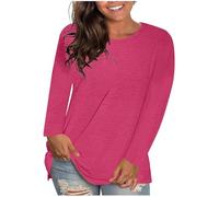 RLEHJN Haut Manche Longue Femme T-Shirt Haut Basique à Col Rond Décontracté T Shirt Classiques Coton Pull Chic T-Shirts Et Tops De Sport Haut Femme Chic Et Elegant Offre Spéciale à Durée Limitée