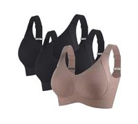 RLEHJN Lot De 3 Soutiens-Gorge Sans Coutures Pour Femme Col En V Anti-Affaissement Push Up Brassière De Sport Invisible Et Respirante Bretelles Réglables Brassière Soutiens-Gorge De Tous Les Jours