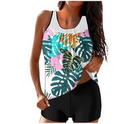 RLEHJN Maillot De Bain Femme 2 Pieces Push Up Rembourré Imprimée Sport Tendance Maillot De Bain Short Femme Chic Tankini Regular Maillots Coupe Ample Tankini pour Plage Ensemble Sport Ventes Flash