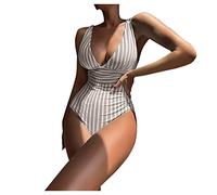 RLEHJN Maillot De Bain Une Pièce Femme Maillot Athlétique Dos Nu Maillot De Bain Une Pièce Maillot De Bain Triangle Uni Femme Rayé Maillot De Bain Une Pièce Femme Col V Maillot De Bain Sexy