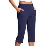 RLEHJN Pantacourt Femme Été Leger Pantalon 3/4 Femme Taille Élastique Pantalon De Jogging Léger Pour Femmes Corsaire Sport De Couleur Unie Pants Stretch Confort Avec Poche Soldes De Printemps