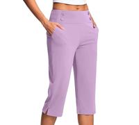 RLEHJN Pantacourt Femme Été Leger Pantalon 3/4 Femme Taille Élastique Pantalon De Jogging Léger Pour Femmes Corsaire Sport De Couleur Unie Pants Stretch Confort Avec Poche Soldes De Printemps