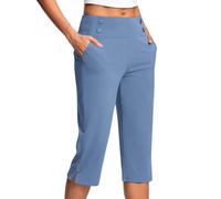 RLEHJN Pantacourt Femme Été Leger Pantalon 3/4 Femme Taille Élastique Pantalon De Jogging Léger Pour Femmes Corsaire Sport De Couleur Unie Pants Stretch Confort Avec Poche Soldes De Printemps