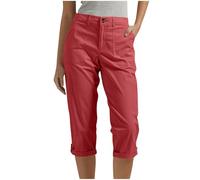 RLEHJN Pantacourt Femme Été Pantalons 3/4 Cargo Décontracté Pantalon Corsaire Ceinture Élastique Couleur Unie Randonnée Pantalon Capri Sport Cargo Taille Haute Pantacourt De Travail Chasse avec Poche