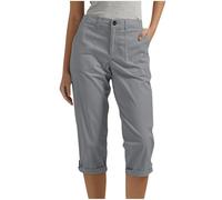 RLEHJN Pantacourt Femme Été Pantalons 3/4 Cargo Décontracté Pantalon Corsaire Ceinture Élastique Couleur Unie Randonnée Pantalon Capri Sport Cargo Taille Haute Pantacourt De Travail Chasse Avec Poche
