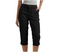 RLEHJN Pantacourt Femme Été Pantalons 3/4 Cargo Décontracté Pantalon Corsaire Ceinture Élastique Couleur Unie Randonnée Pantalon Capri Sport Cargo Taille Haute Pantacourt De Travail Chasse avec Poche