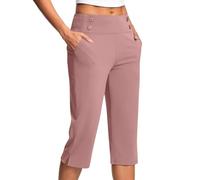 RLEHJN Pantalon 3/4 Femme Taille Élastique Pantacourt Sport Femme Pantacourt Droit Taille Haute Corsaire Sport De Couleur Unie Pants Stretch Confort Avec Poche Grandes Tailles Offres Bon Offres Éclair
