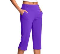 RLEHJN Pantalon 3/4 Femme Taille Élastique Pantacourt Sport Femme Pantacourt Droit Taille Haute Corsaire Sport De Couleur Unie Pants Stretch Confort Avec Poche Grandes Tailles Offres Bon Offres Éclair