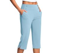 RLEHJN Pantalon 3/4 Femme Taille Élastique Pantalon Femme Chic Et Elegant Pantalons De Jogging Léger Pour Femmes Pants Taille Haute Extensible Pour Le Pilates Yoga Sport Cadeau Pas Cher Vente Flash