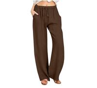 RLEHJN Pantalon De Loisirs À Jambes Larges pour Femme Élégant Pantalons Long Pantalon Palazzo avec Ceinture Jambe Droite Pantalons De Détente Ample Vetement Mode Offres Spéciales