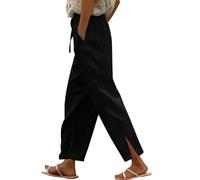 RLEHJN Pantalon Lin Femme Été Pant Baggy Sarouel Pantalons Décontractée Couleur Unie Mode Ankle Pants Jogging De Femmes en Coton Lin Leger Pantalon De Yoga Vêtements De Sport Idées Cadeaux