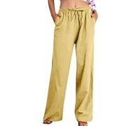 RLEHJN Pas Cher Pantalon Lin Femme Été Décontractés Pantalon Fluide Femme Été Pantalons Mode Coton Chanvre Confortable Jogging Plage Rétro Pantalons Taille Elastique Avec Poches Ventes Flash du Jour