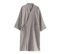 RLEHJN Peignoir De Bain Homme Coton Peignoir De Sauna pour Homme Peignoirs Thin À Manches Longues Coupe Ample Chemise De Nuit Coton Pyjama Confortable Respirant Vêtement De Nuit avec Poche