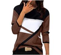 RLEHJN Pull Femme Chic Et Elegant Sweat Femmes Vintage Haut Thermique Décontracté Géométrie Imprimé Manches Longues Mode Pullover Col Rond Automne Hiver Chaud Sweater Pull Femme Pas Cher