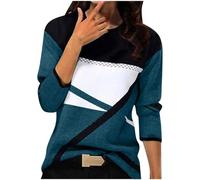 RLEHJN Pull Femme Chic Et Elegant Sweat Femmes Vintage Haut Thermique Décontracté Géométrie Imprimé Manches Longues Mode Pullover Col Rond Automne Hiver Chaud Sweater Pull Femme Pas Cher