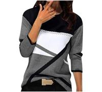 RLEHJN Pull Femme Chic Et Elegant Sweat Femmes Vintage Haut Thermique Décontracté Géométrie Imprimé Manches Longues Mode Pullover Col Rond Automne Hiver Chaud Sweater Pull Femme Pas Cher