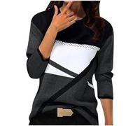 RLEHJN Pull Femme Chic Et Elegant Sweat Femmes Vintage Haut Thermique Décontracté Géométrie Imprimé Manches Longues Mode Pullover Col Rond Automne Hiver Chaud Sweater Pull Femme Pas Cher