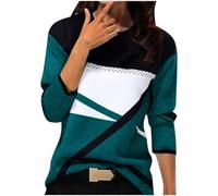RLEHJN Pull Femme Chic Et Elegant Sweat Femmes Vintage Haut Thermique Décontracté Géométrie Imprimé Manches Longues Mode Pullover Col Rond Automne Hiver Chaud Sweater Pull Femme Pas Cher