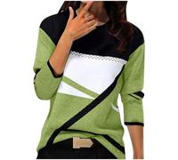 RLEHJN Pull Femme Chic Et Elegant Sweat Femmes Vintage Haut Thermique Décontracté Géométrie Imprimé Manches Longues Mode Pullover Col Rond Automne Hiver Chaud Sweater Pull Femme Pas Cher