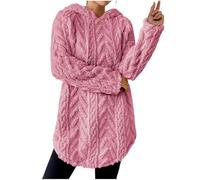 RLEHJN Pull Polaire Femme A Capuche Tunique Flanelle Pull Femme Long Ample Manche Longue Chemise Avec Poche Haut Décontracté Mini Robe Trapèze Blouse Hiver Sweatshirt Baggy Tenue Interieur