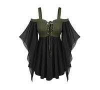 RLEHJN Robe Gothique Femme Patchwork Robe Medievale Femmes À Épaules Dénudées Robes Gothique Sexy Femme Robes Retro À Manches Trompette Halloween Costume Cour Renaissance Victorienne