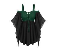 RLEHJN Robe Gothique Femme Patchwork Robe Medievale Femmes À Épaules Dénudées Robes Gothique Sexy Femme Robes Retro À Manches Trompette Halloween Costume Cour Renaissance Victorienne