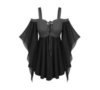 RLEHJN Robe Gothique Femme Patchwork Robe Medievale Femmes À Épaules Dénudées Robes Gothique Sexy Femme Robes Retro À Manches Trompette Halloween Costume Cour Renaissance Victorienne