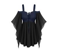 RLEHJN Robe Gothique Femme Patchwork Robe Medievale Femmes À Épaules Dénudées Robes Gothique Sexy Femme Robes Retro À Manches Trompette Halloween Costume Cour Renaissance Victorienne