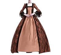 RLEHJN Robe Rétro Médiévale Femme Renaissance Robes Grandes Tailles Medievale Rétro De Bal Manches Trompette Reine Victorienne Robe De Cour Carnaval Halloween Fête Cosplay Victorie Maxi Dress