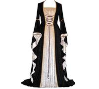 RLEHJN Robe Victorienne Femme Robe Médiévale Moyen Age pour Femme avec Manches Trompette Robes Longue Médiévale Rétro Et Robs De Sol pour Femmes Costume Cour Renaissance Victorienne