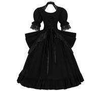 RLEHJN Robe Victorienne Reine Femme Robe De Soirée Palais Vintage Médiéval Dress Maxi À Manches Courte Dress Cosplay Déguisement Carnaval Princesse Robes De Bal Victorienne Costume Cour Rétro