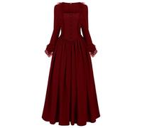 RLEHJN Robe Victorienne Reine Femme Robe De Soirée Palais Vintage Médiéval Dress Maxi À Manches Courte Dress Cosplay Déguisement Carnaval Princesse Robes De Bal Victorienne Costume Cour Rétro