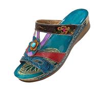 RLEHJN Sandales et Mules Pour Femmes, Compensées Femme été Mode Avec Support de Orthopédique Tongs de Plage et Claquettes de Piscine Plage Sandales Mousse de Yoga Piscine Chaussures