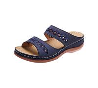 RLEHJN Sandales Femme Nu-Pieds Orthopédique Compensées Sandale Confortable De Plage Sandales Femmes Antidérapantes Respirantes Pantoufles Rétro Compensé Épaisse Chaussures Bohemia Romain Pantoufle