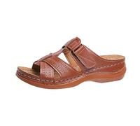 RLEHJN Sandales Femmes Été Confortables Mules En Cuir Vintage Plateforme Compensées Pantoufles Premium Orthopédiques Chaussures Antidérapant De Plage Pantoufle Décontractées Bohemia Romain Sandale