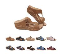 RLEHJN Sandales Femmes Nu-Pieds Orthopédique Compensées Pantoufles Femme Ete Respirantes Semelles Épaisses Anti-Dérapant Chaussures Bohemia Romain Sandals Pantoufle De Vacances Plage Solde