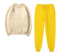 RLEHJN Survêtement Femme Ensemble Jogging Sweats À Col Rond Et Pantalon Femme Taille Elastique Avec Cordon Pantalons De Jogging Sport Gym Sportswear Survêtement De Détente Automne Hiver