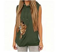 RLEHJN Sweat Capuche Femme sans Manches Pullover Sweatshirt Chic Elegant Sweatshirt Coupe Loose Décontractée Top Sweat Léger Confortable Haut de Sport avec Poche pour Amoureux des Chats et Chiens