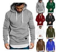 RLEHJN Sweat Homme À Capuche Pull De Manches Longues Poche Kangourou Sweat Pull Homme À Capuche Avec Cordon De Serrage Hoodies Sweatshirt Chaud Pullover Ample Couleur Unie Automne Hiver