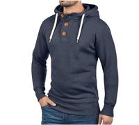 RLEHJN Sweat Manches Longues À Capuche pour Homme Pull avec Cordon De Serrage Et Boutonné Pull De Sport Léger Respirant Doux Élégant Couleur Unie Chemises De Sport Streetwear Vêtements pour Quotidien