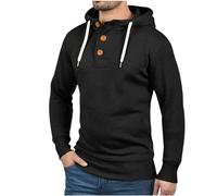 RLEHJN Sweat Manches Longues À Capuche pour Homme Pull avec Cordon De Serrage Et Boutonné Pull De Sport Léger Respirant Doux Élégant Couleur Unie Chemises De Sport Streetwear Vêtements pour Quotidien